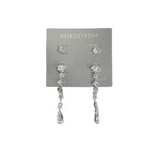 Nordstrom Cubic Zirconia Linear Drop And Stud Earring Set New